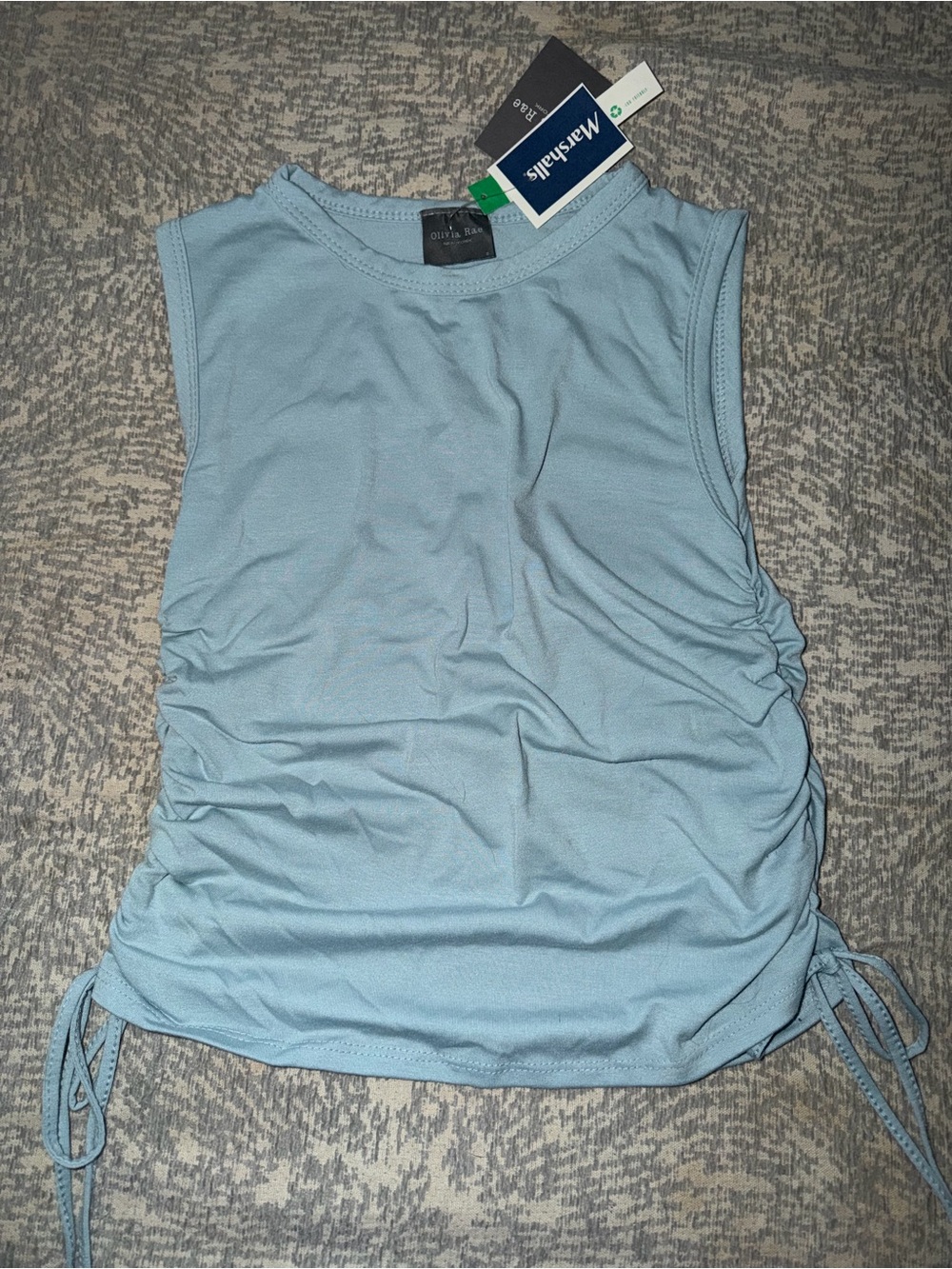 Olivia Rae Light Blue Side-Ruched Tank Top